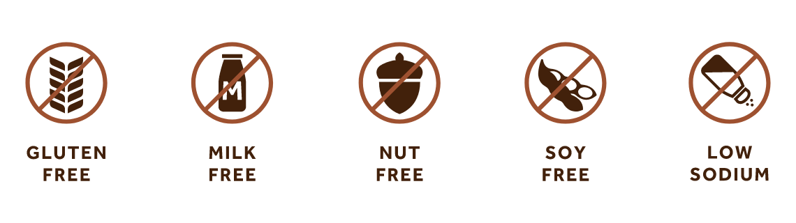 Gluten Free | Milk Free | Nut Free | Soy Free | Low Sodium
