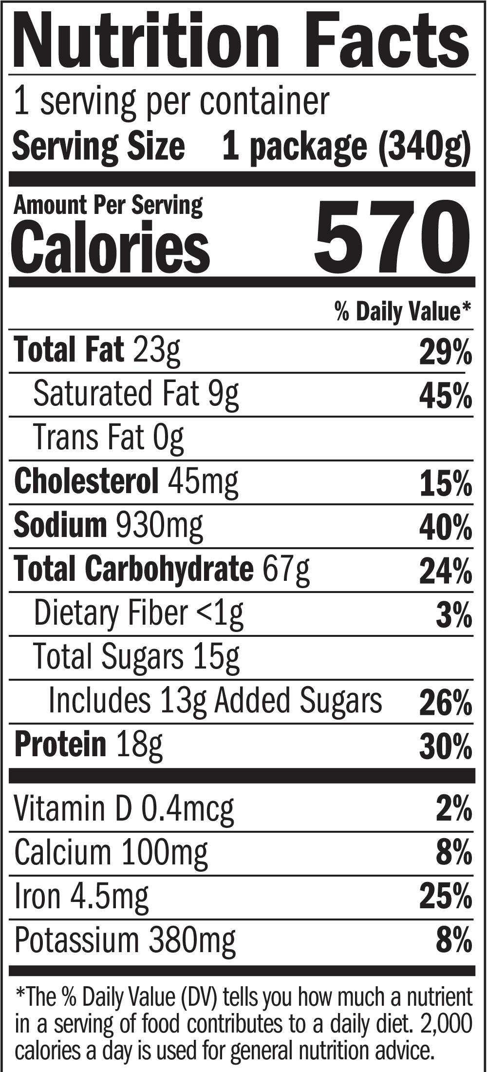 Mongolian Inspired Beef & Rice Nutrition Facts