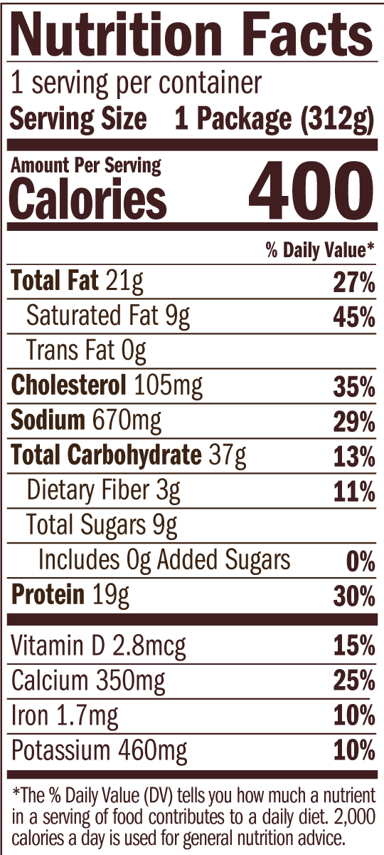 NEW! Southern Style Shrimp & Grits Nutrition Facts