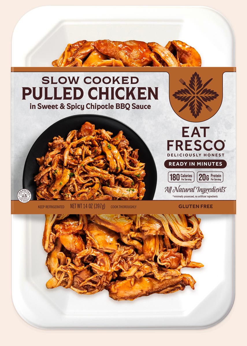 Slow Cooked Pulled Chicken in Sweet & Spicy Chipotle BBQ Sauce